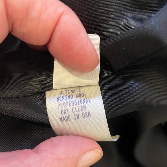 Calvin Klein Maxi Coat Size 12 Vintage 80's Black Double Breast Belt Merino Wool - Picture 15 of 15